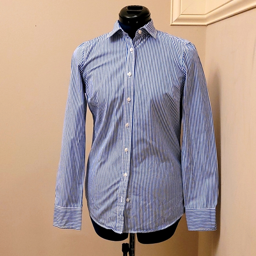 Blue and white striped shirt